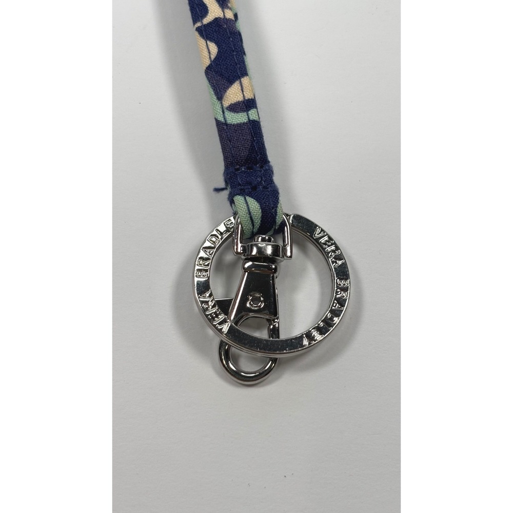Vera Bradley Womens Wristlet Navy Green Floral Paisley Quilted Cotton Keychain